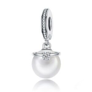 MyCharm Elegáns Gyöngy Charm S925 Ezüst Charm & Medál