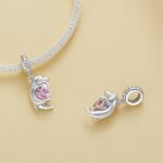 MyCharm Kutyus Rózsaszín Kővel 925 Ezüst Charm