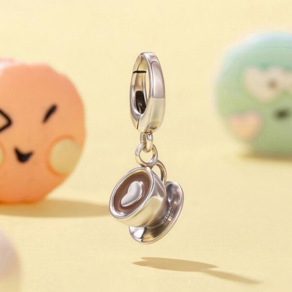 Szívhabos Latte 925 Ezüst Kávéscsésze Charm